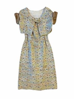Vintage Suzy Perette Gold Brocade Fur Bolero Dress XS